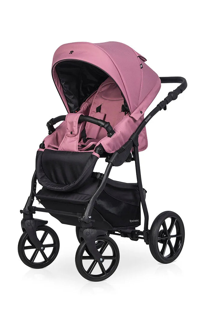 Cochecito 3 en 1 RIKO BASIC color rosado frontal