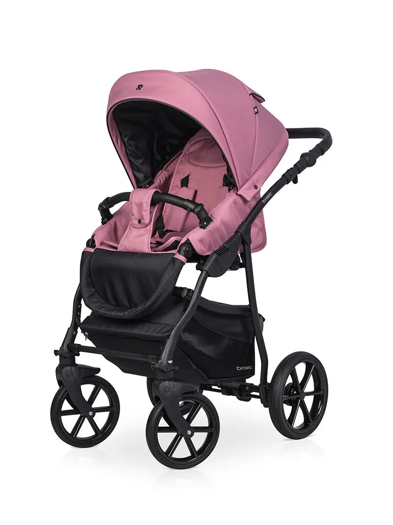 Cochecito 3 en 1 RIKO BASIC color rosado frontal