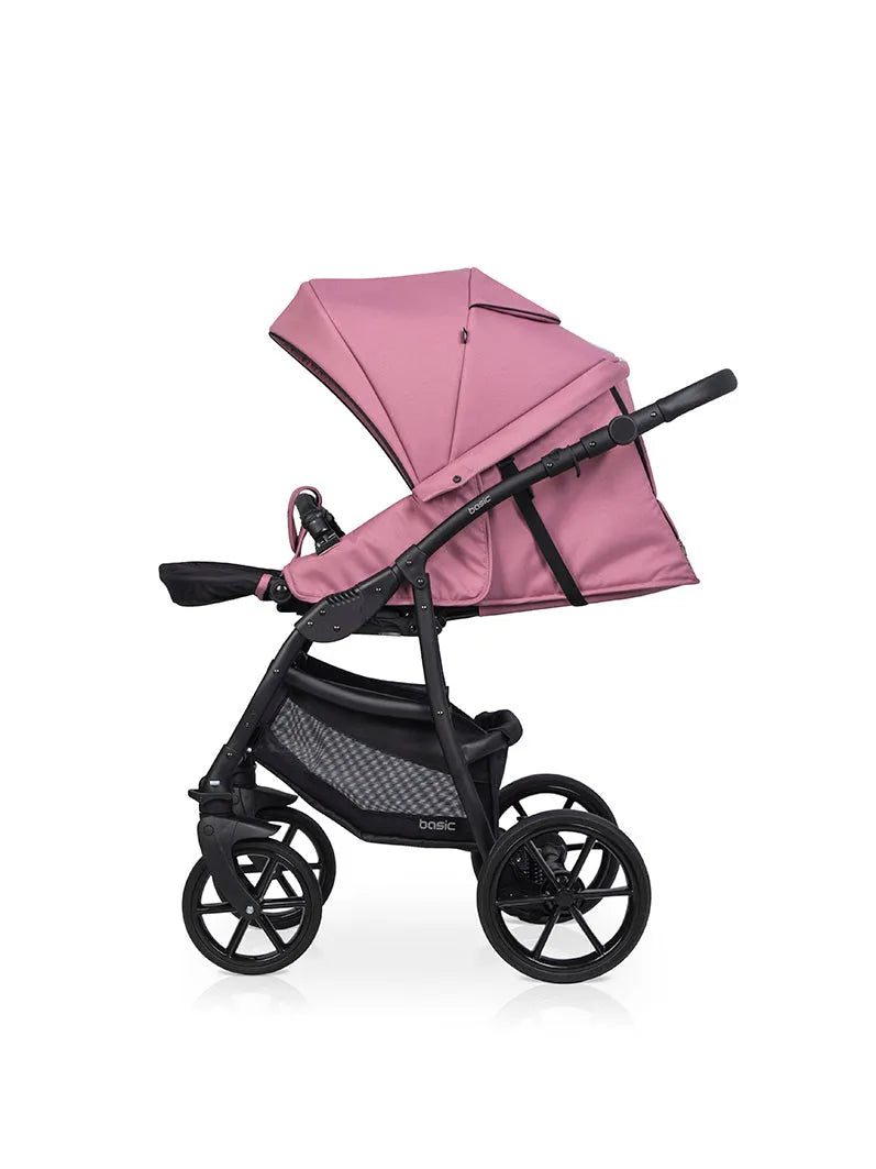 Cochecito 3 en 1 RIKO BASIC color rosado lateral derecho